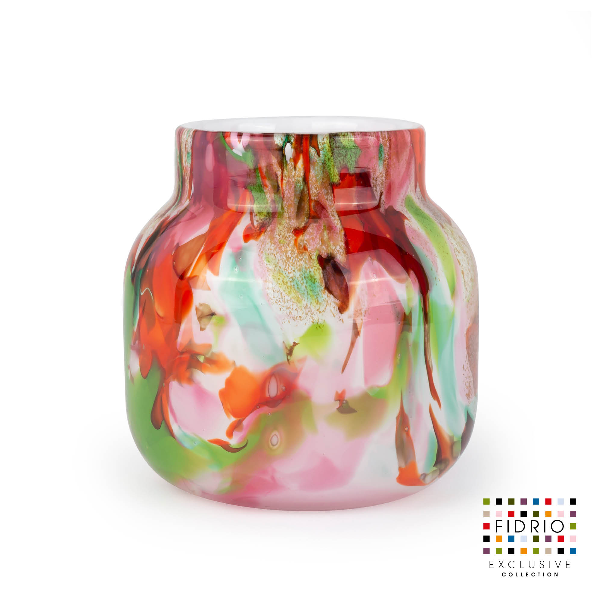 Design vaas Bloom - Fidrio MIXED COLOURS - glas, mondgeblazen bloemenvaas - hoogte 15 cm