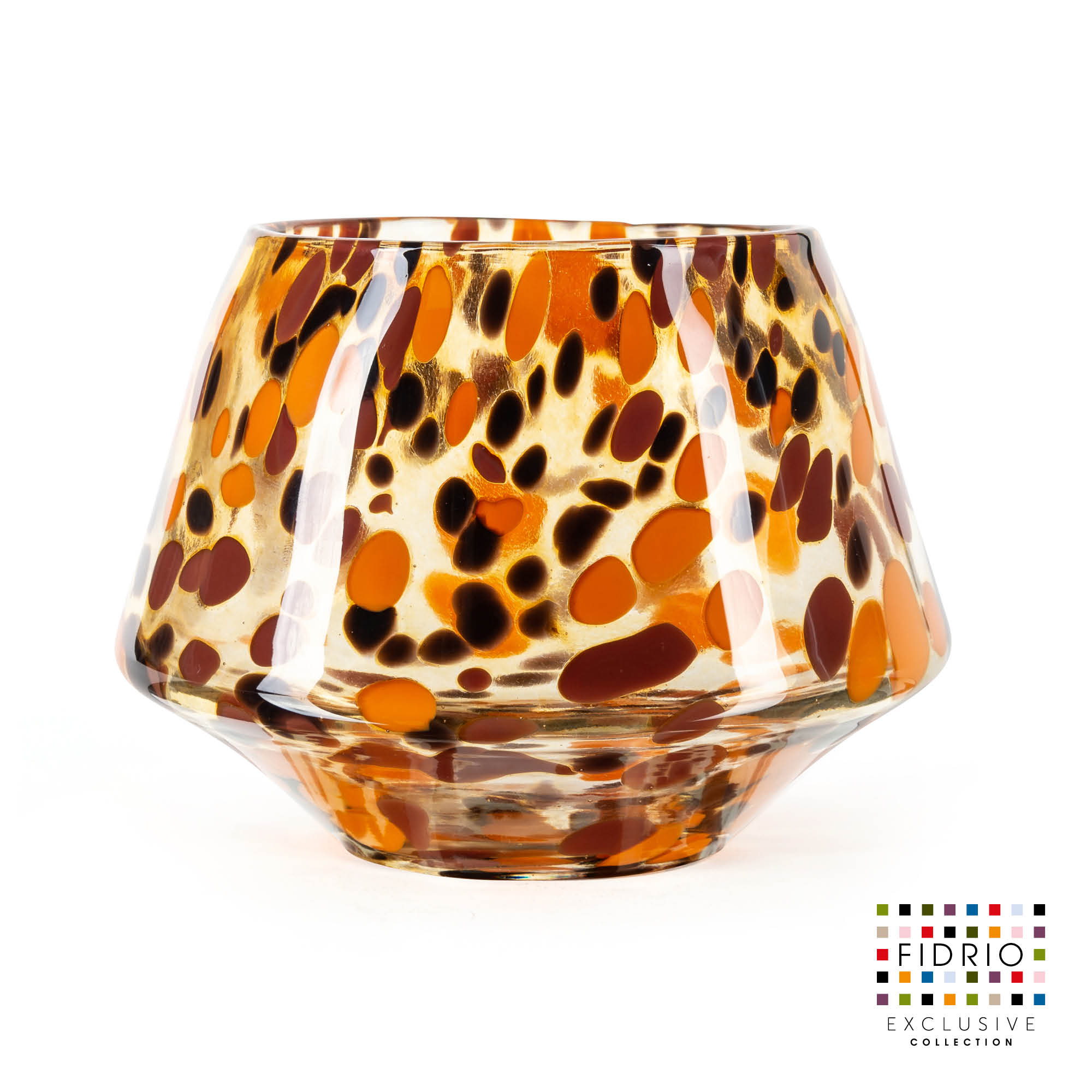 Design vaas Diamond XL - Fidrio HAVANNA - glas, mondgeblazen bloemenvaas - diameter 20 cm