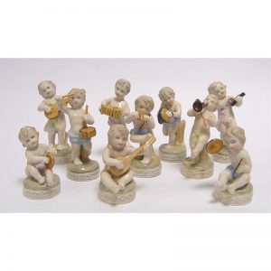 Baakman Porseleinen Kinderen met instrumenten - Beeld - Set van 10 - 11 cm hoog
