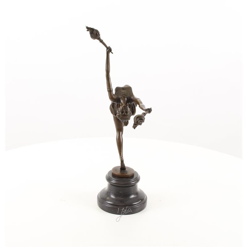 Bronzen danseres - Beeld - Vuurdans - 42,9 cm hoog