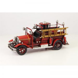 Beeld - Tinnen model - 16,4 cm hoogte - Rode klassieke brandweerwagen