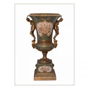Porseleinen Urn - Urn - Bronzen elementen - 100,5 cm hoog