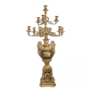 Verguld Bronzen Kunstwerk - Empire Kandelaar - Tien lichten - 122,5 cm hoog