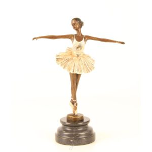 Balletdanseresje Bronzen beeldje handbeschilderd 28,7 cm hoog