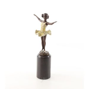 Balletdanseresje Bronzen beeldje handbeschilderd 31,8 cm hoog