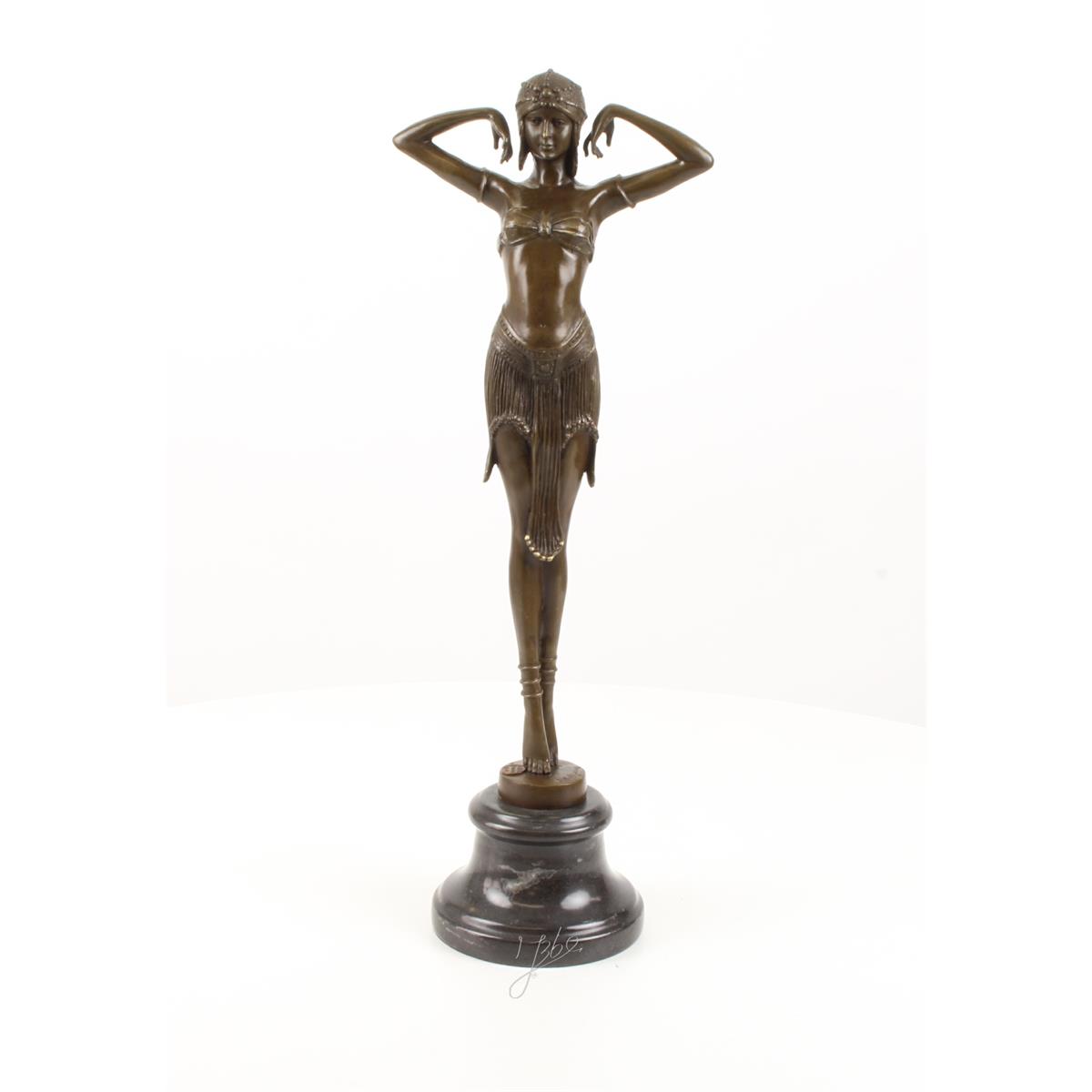 Buikdanseres brons - Bronzen beeldje - Sculptuur - 49,6 cm hoog