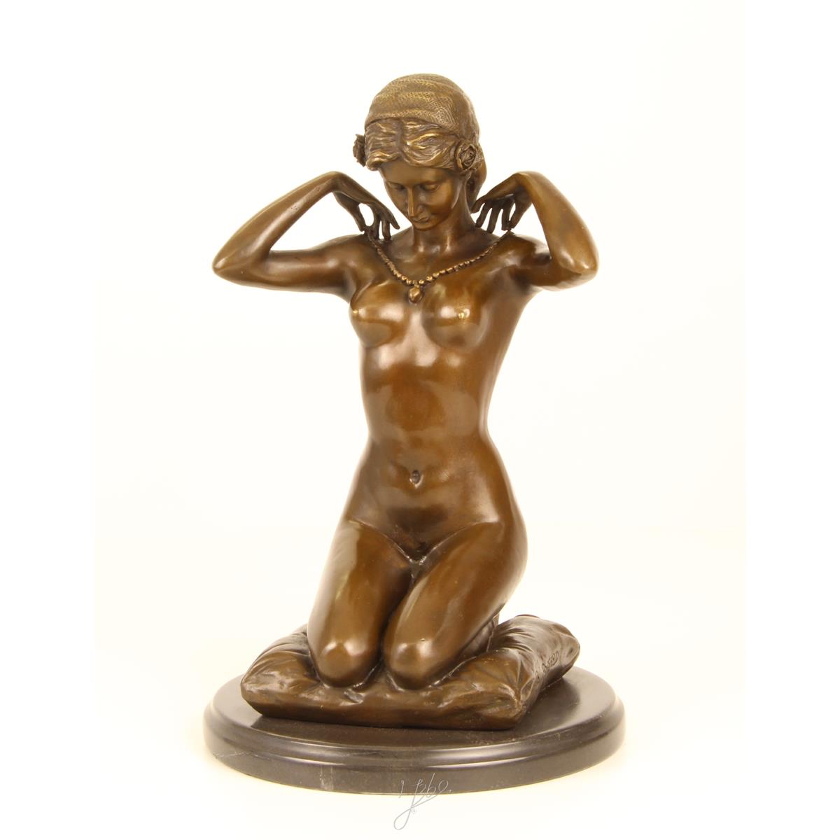 Bronzen sculptuur Danser - Bronzen beeldje - Dikke dames - 22,5 cm hoog