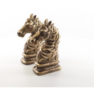Paardenhoofd set van 2 Boekensteun Brons 23,7 cm hoog