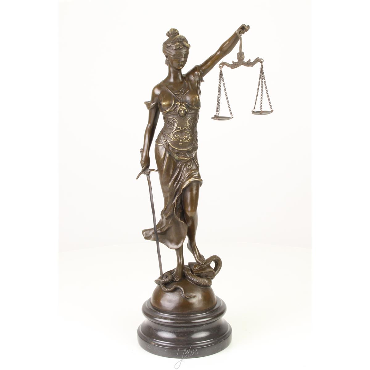 Justitia Lady Justice - Bronzen beeldje - Sculptuur - 44,7 cm hoog