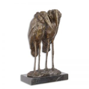 Beeld - Marabou Reigers - Bronzen sculptuur Vogels - H35,8 cm