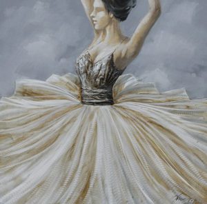 Olieverfschilderij schilderij ballerina handgeschilderd 100x100 woonkamer slaapkamer