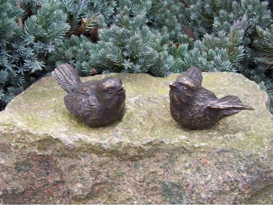 Beeld brons - Paar vogeltjes - Bronzartes - 3 cm hoog