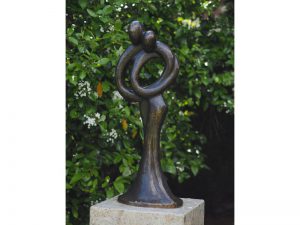 Tuinbeeld - bronzen beeld - Abstract liefdespaar 80 cm - Bronzartes - 79 cm hoog