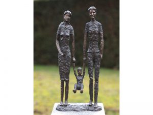 Tuinbeeld - bronzen beeld - Familie Modern - Bronzartes - 49 cm hoog