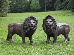 Tuinbeeld - bronzen beeld - Leeuwenpaar - 100 cm hoog
