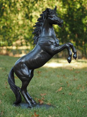 Tuinbeeld - bronzen beeld - Steigerend paard  H 100 cm - 100 cm hoog
