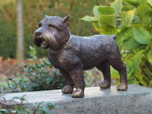 Tuinbeeld - bronzen beeld - Yorkshire hond - 35 cm hoog