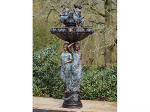 Tuinbeeld - bronzen beeld - Fontein met vrouwen - 185 cm hoog