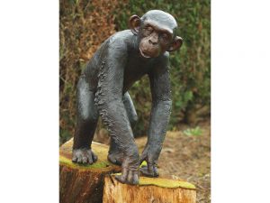 Tuinbeeld - bronzen beeld - Chimpansee - 77 cm hoog