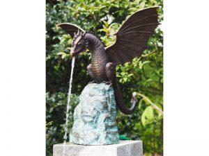 Tuinbeeld - bronzen beeld - fontein draak - 63 cm hoog