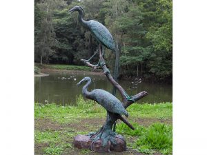 Tuinbeeld - bronzen beeld - 2 Reigers - 166 cm hoog
