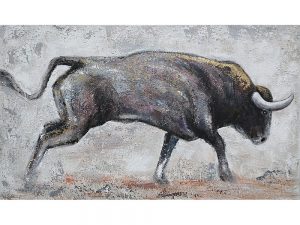 Olie op canvas - Stier - 70 cm hoog