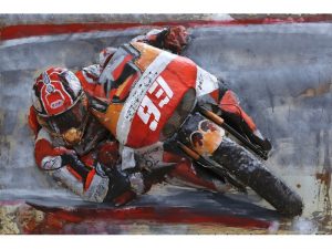 3D art Metaalschilderij - Race motorrijder - handgeschilderd - 120 x 80 cm