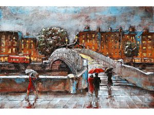 3D art Metaalschilderij - Ha'penny bridge - Dublin - Ierland - 120 x 80 cm