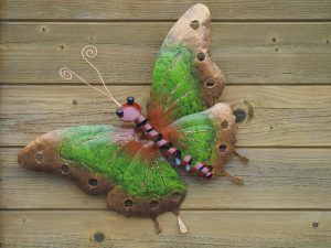 Wanddecoratie - Vlinder groen klein - 32 cm hoog