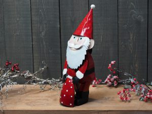 Metalen beeld - Kerst - kerstman - 45 cm hoog - rood