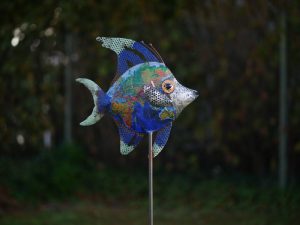 Tuinsteker - Vis op stok - 95 cm hoog