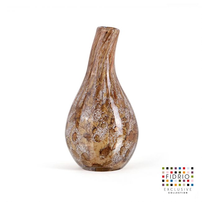 Design vaas Bottle - Fidrio GOLD - glas, mondgeblazen bloemenvaas - hoogte 18 cm