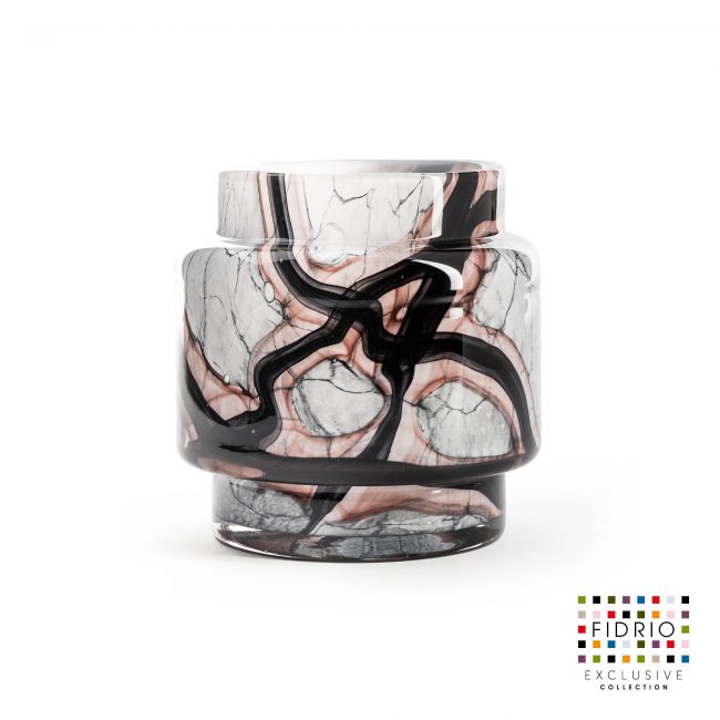 Design pot Puccini - Fidrio ONYX FLAME - glas, mondgeblazen - diameter 11,5 cm hoogte 15 cm