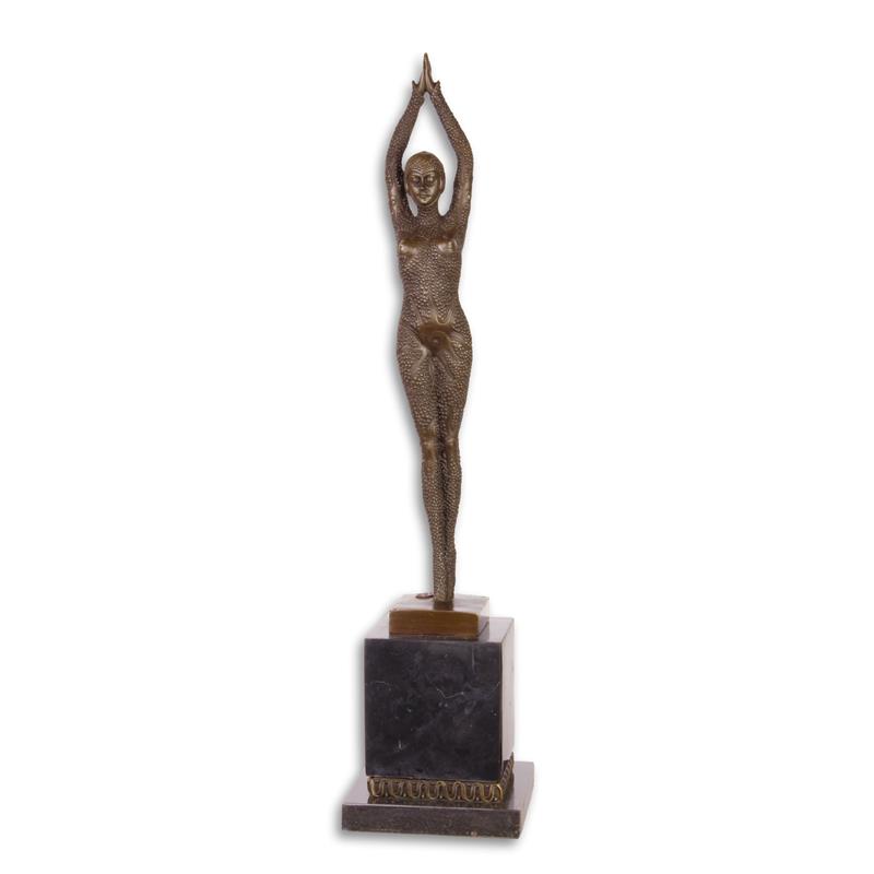Bronzen beeld - Dame op sokkel - 48,6 cm hoogte - Starfish