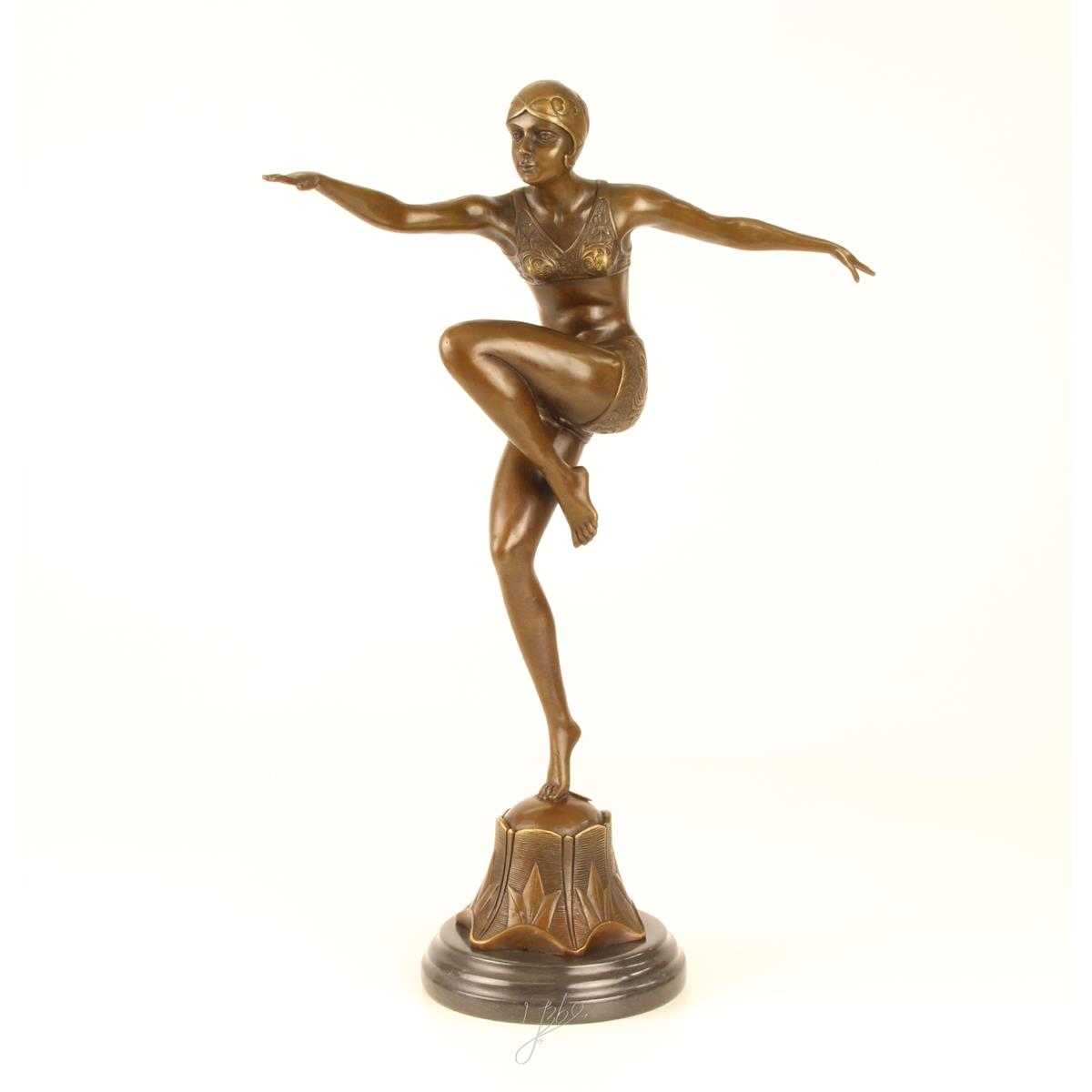 Bronzen Beeld Con Brio - Bronzen beeldje - Dansende vrouw - 45,2 cm hoog