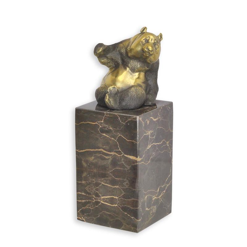 Bronzen beeld - Bronzen sculptuur Panda - 21,6 cm hoogte - Panda