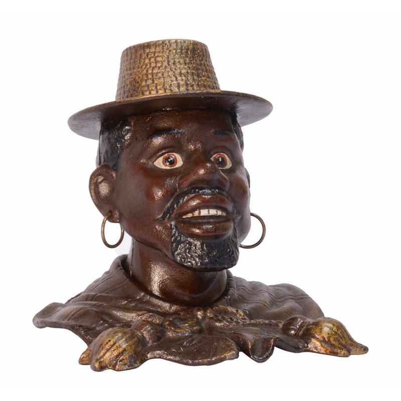 Man met rieten hoed - Kinderspaarpot - h16,5 cm - Spaarpot Mechanisch