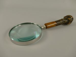 Vergrootglas Houten handvat Vernikkeld 25 cm hoog