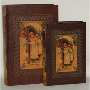 Baakman Opbergdoos - Boek Doos - 1 paar van twee kunstleren boekendozen -  Boek Dozen Klein Meisje - 22,4 x 33,1 cm