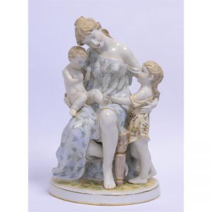 Moeder met twee kinderen - Porselein - 40 cm hoogte - Beeld