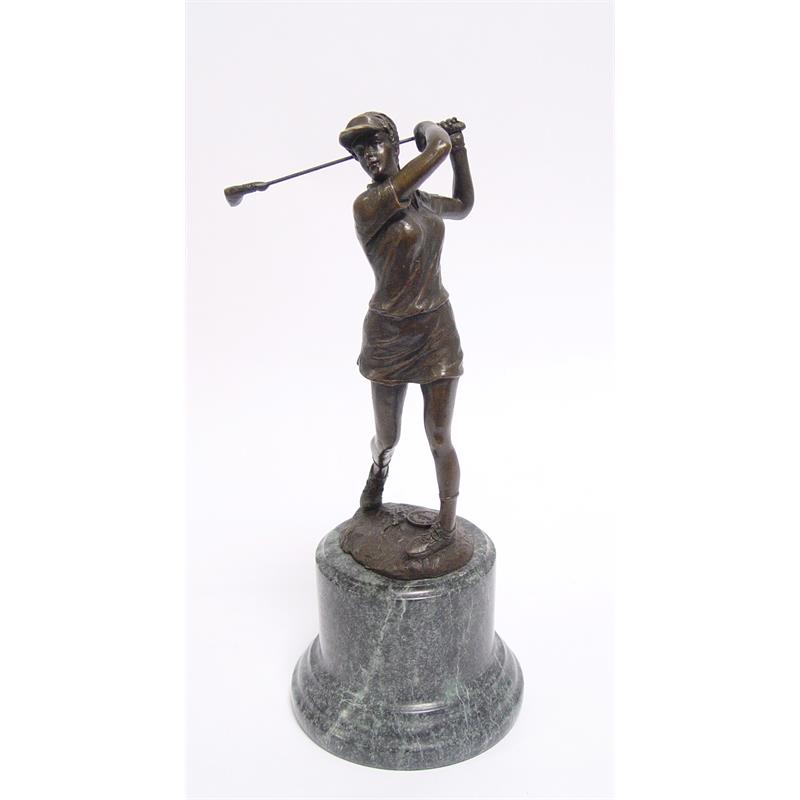 Bronzen beeld - Modern sculptuur - 26,8 cm hoogte - Vrouwelijke golfer