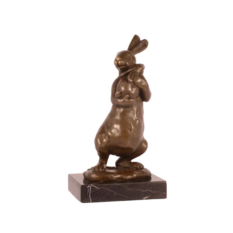 Bronzen beeld - Modern sculptuur - 16,1 cm hoogte - Konijn met jong