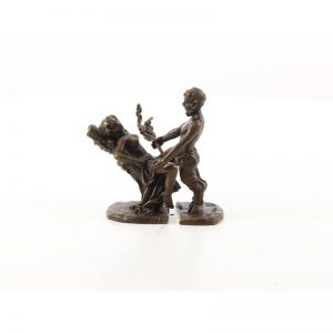 Beeld - Erotisch Sculptuur - h9,1 cm - Brons Sculptuur, Satyr, Vrouw