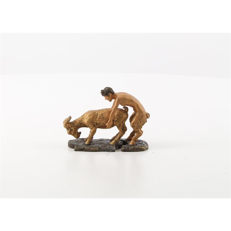 Beeld - Satyr met Geit, Bestialiteit - Brons - 7 cm hoog