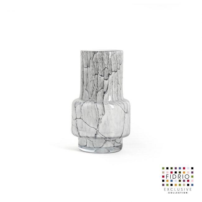 Design vaas Nuovo - Fidrio CEMENT GREY - glas, mondgeblazen bloemenvaas - hoogte 18 cm