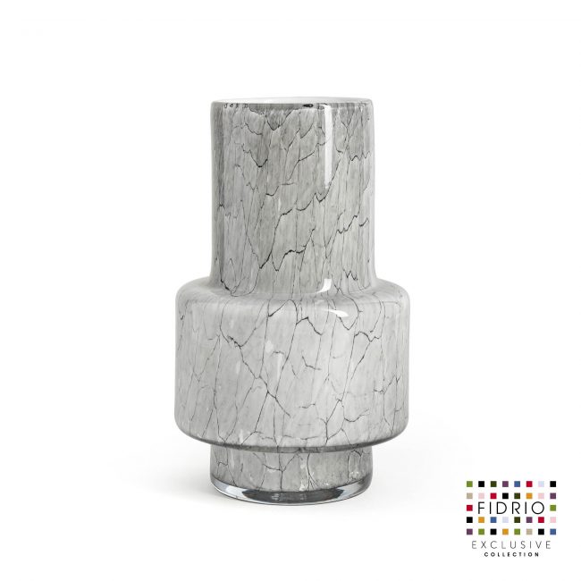Design vaas Nuovo - Fidrio CEMENT GREY - glas, mondgeblazen bloemenvaas - hoogte 25 cm
