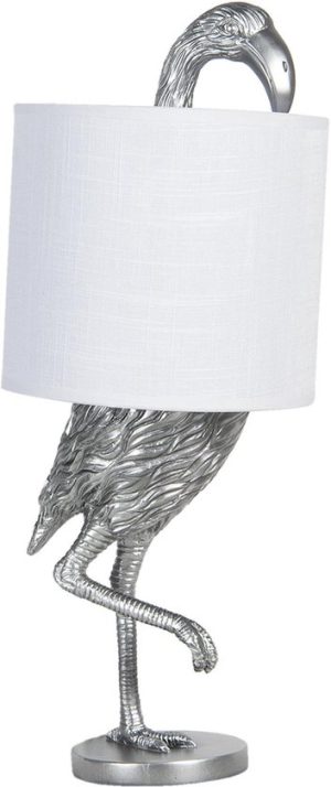 Tafellamp   20x50 cm E27/max 1x60W Wit Kunststof Rond Flamingo Bureaulamp Nachtlampje
