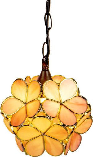 Hanglamp Tiffany 21*90 cm E14/max 1*40W Roze Glas Hanglamp Eettafel