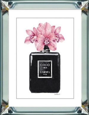 50 x 60 cm Spiegellijst met prent Chanel bloemen Ter Halle prent achter glas