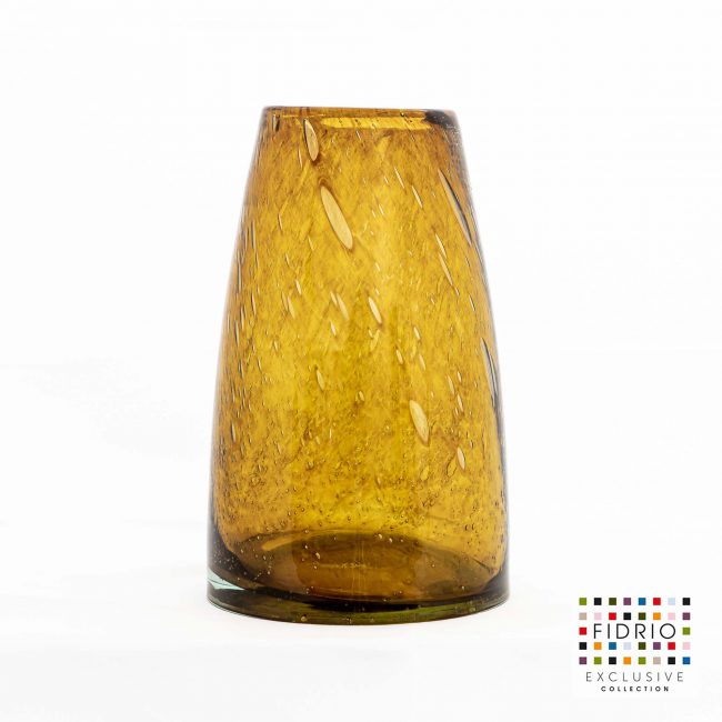 Design Vaas Square dented - Fidrio Amber Bubbles